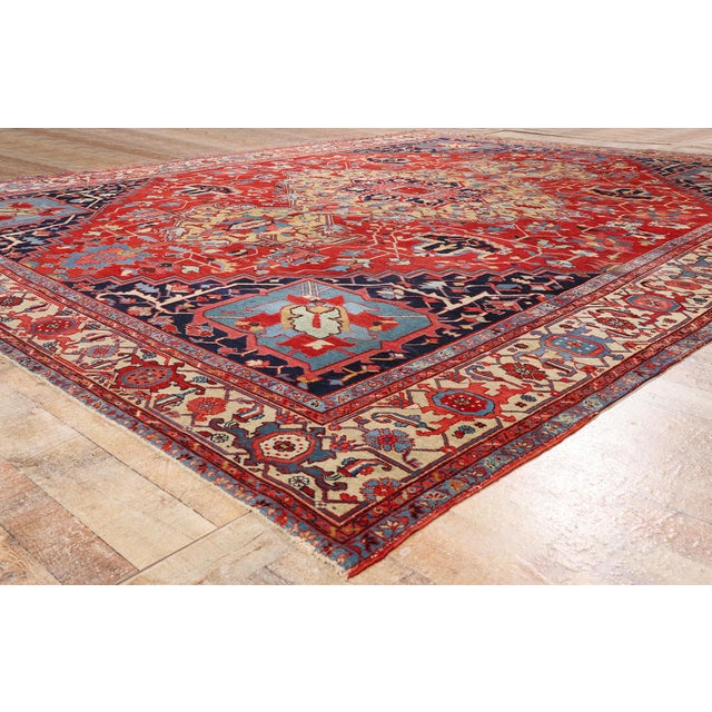 Red Antique Persian Serapi Rug, 10'05 X 13'04 For Sale - Image 8 of 10