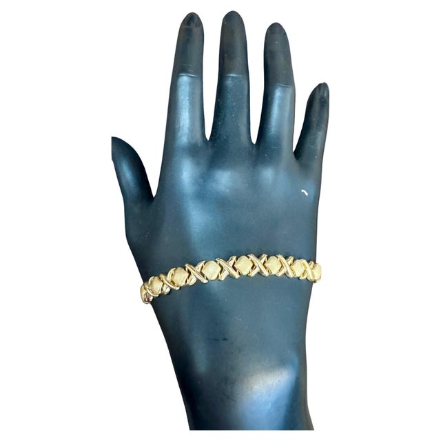Vintage 14 Karat Yellow Gold 12 Gm X link Bracelet Unisex, 8 Inch Long For Sale - Image 10 of 18