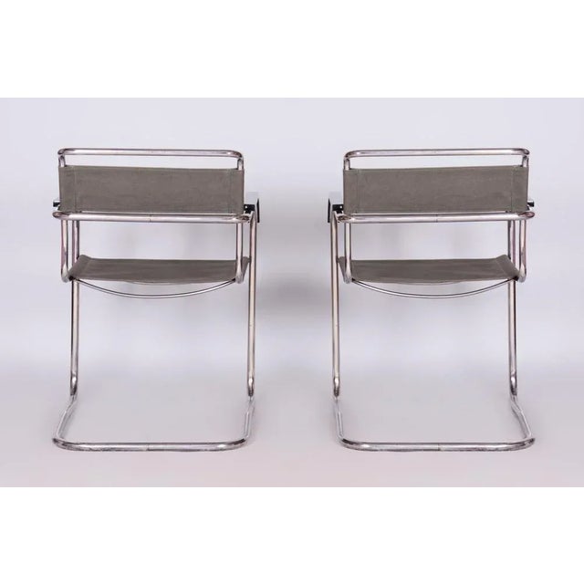 Metal Set of Bauhaus Armchairs attributed Marcel Breuer for Thonet, Czech, 1930s For Sale - Image 7 of 9