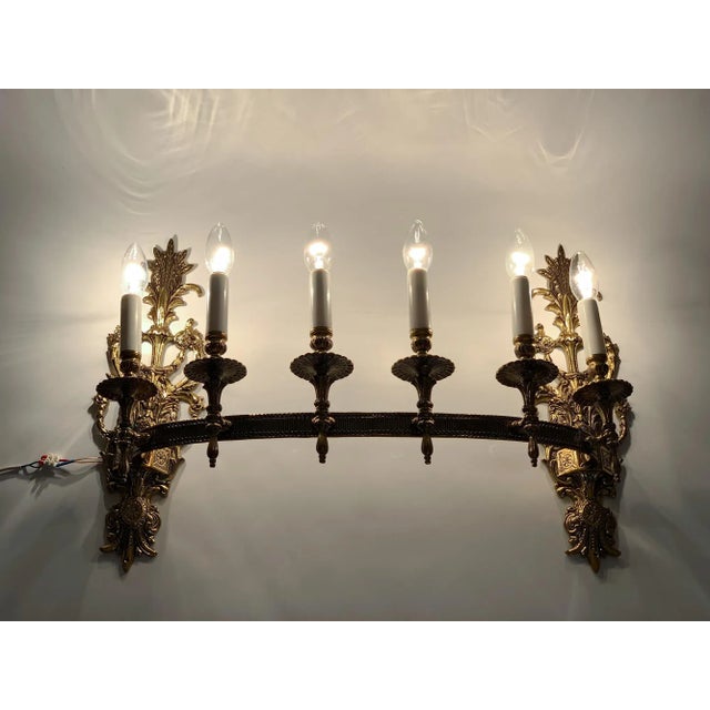 1960s Large 6 Lights Brass Wall Light Sconce For Sale - Image 10 of 10