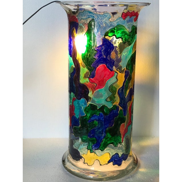 Monique Nichols One-of-a-Kind Hand-Painted Art Glass Sculpture Vase, Signed & Dated 1998 For Sale - Image 12 of 12