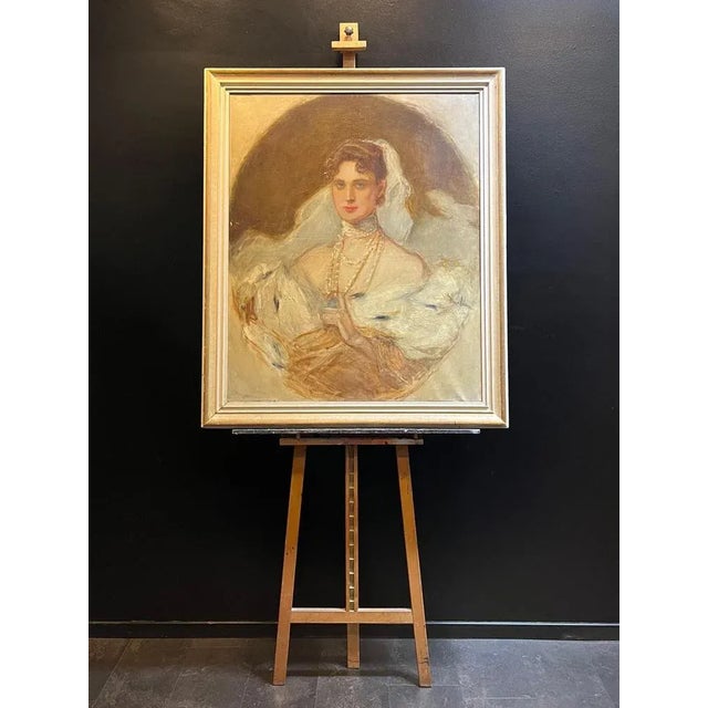 Edouard Dreyfus-Gonzales, Portrait of a Bride, Oil on Canvas For Sale - Image 9 of 14