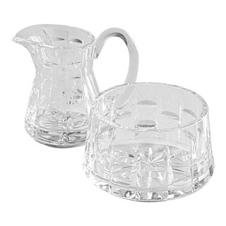 1980s Waterford Tralee Creamer Pitcher and Open Bowl Sugar Set Excellent Condition For Sale