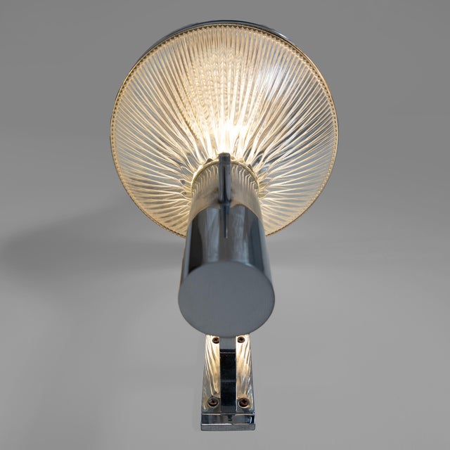 Nickel-Plated Brass and Printed Glass Sconce, 1960 For Sale - Image 6 of 9