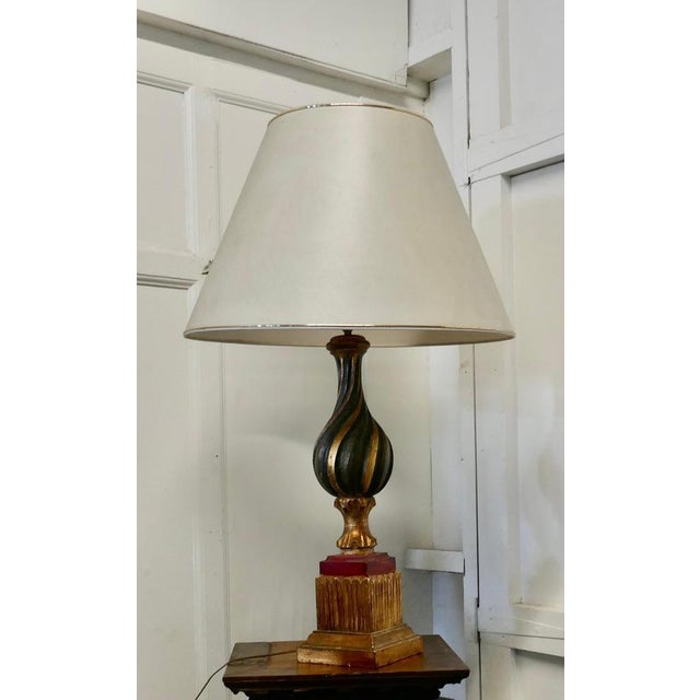 Gold Bulbous Folk Art Painted Spanish Lamp, 1920s For Sale - Image 8 of 9