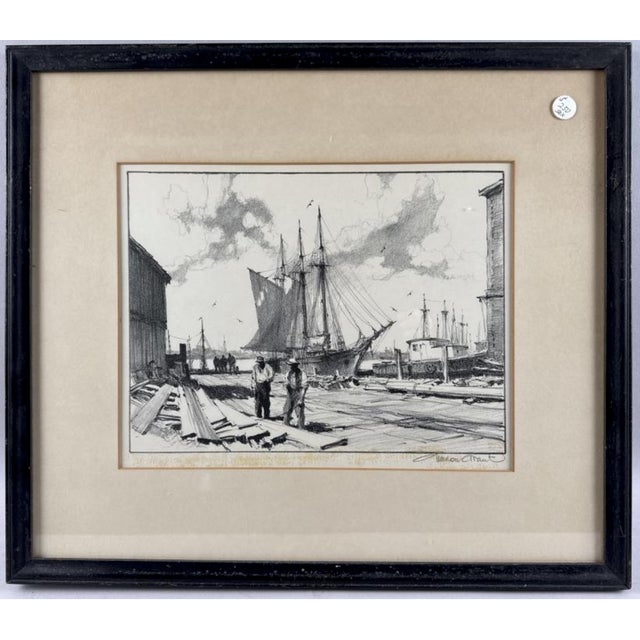 American Early 20th Century Two Gordon Hope Grant ( 1875-1962), "Sunday in Port" and "Gloucester Wharves"., Lithographs For Sale - Image 3 of 7