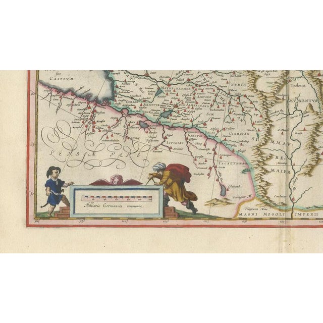 Paper Imperial Tartary Map of Central Asia with Caravan Scene from Blaeu, 1642 For Sale - Image 7 of 12