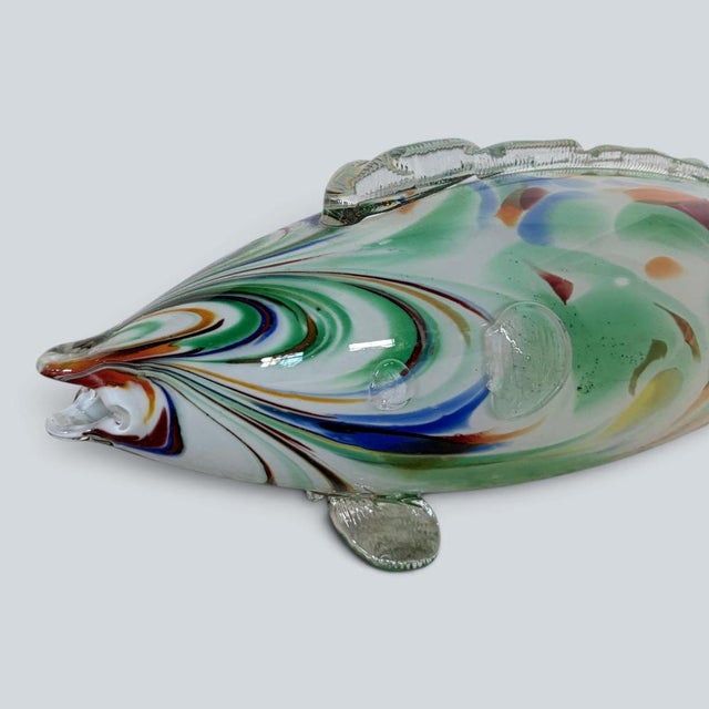 Wood Large Mid-Century Modern Murano Hand-Blown Art Glass Fish Sculpture For Sale - Image 7 of 9