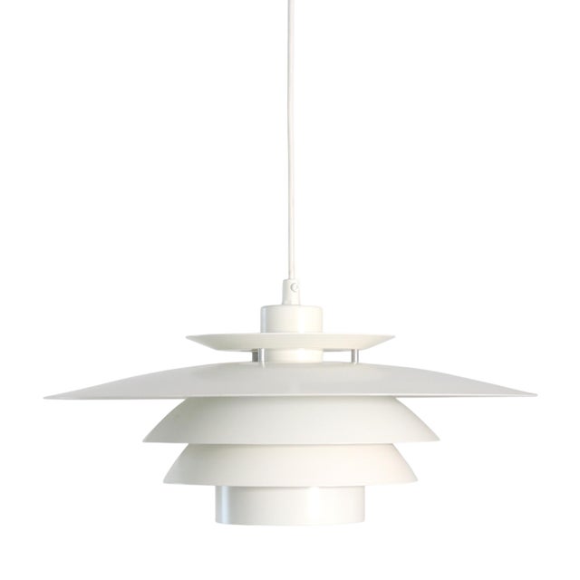 Vintage Danish White Pendant Lamp, 1970s For Sale