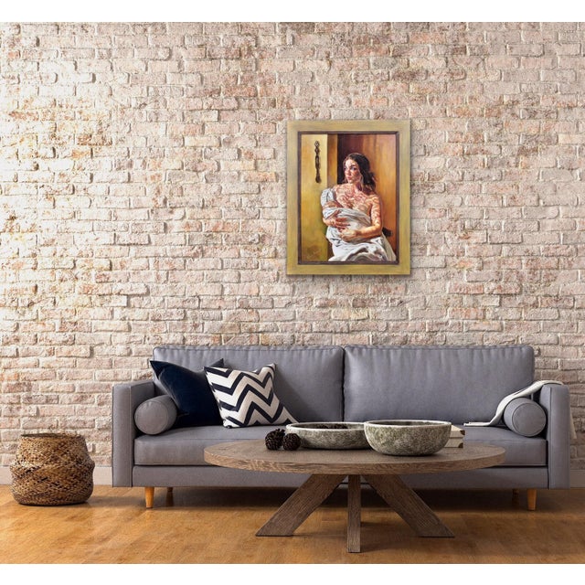 Elin Sian Blake, First Light, Mother & Baby with Welsh Blanket, 21st Century, Oil on Canvas For Sale - Image 13 of 18