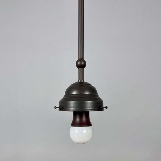 Art Deco Opaline Glass and Burnished Brass Pendants, Germany 1930s, Set of 2 For Sale - Image 9 of 17