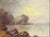 1911 oil on board painting of rocky sea coast with sail boats. Initialed JH lower right corner, note on verso titled...