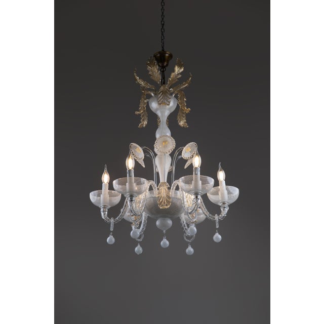 Glass Art Deco Filigree Murano Glass Chandelier from Venini, 1940s For Sale - Image 7 of 18