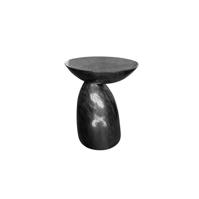 Solid Mango Wood Side Table With Burnt Finish, Modern Organic For Sale - Image 6 of 6