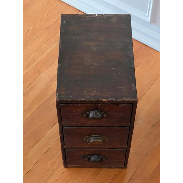 Arts and Crafts Period Small Oak Chest of Three Drawers, Handcrafted, C. 1910 For Sale - Image 10 of 12