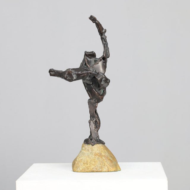 Hugo Hol, Figurative Sculpture, 1970s, Bronze with Stone Base For Sale - Image 4 of 8