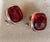 Mid-Century Modern Vintage Panetta Cushion-Cut Faux Ruby Clip-on Earrings, Pair For Sale - Image 3 of 7