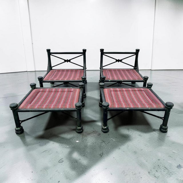 Diego Giacometti Style Neoclassical Lounge Chair With Footstool - a Pair For Sale - Image 9 of 10