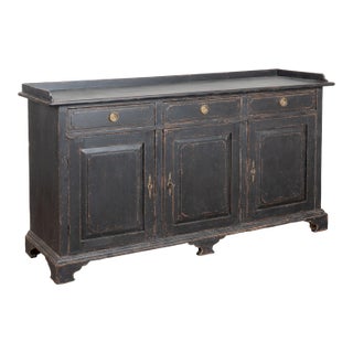 19th Century Swedish Black Painted Pine Sideboard Buffet For Sale