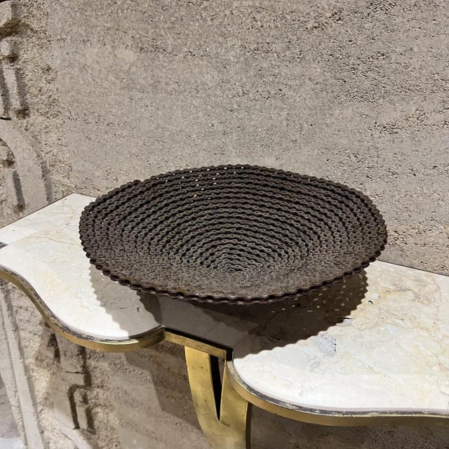 AMBIANIC presents Recycled Art Handmade Bike Chain Bowl Unknown artist 3.5 h x 13.25 Original vintage condition. Refer to...