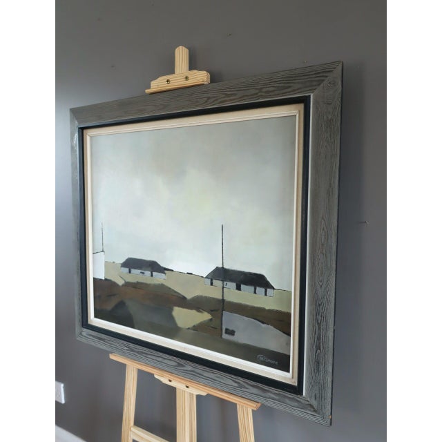 Mid-Century Modern 'Where the Sky Rests' Swedish Abstract Landscape Oil Painting, Framed For Sale - Image 6 of 12