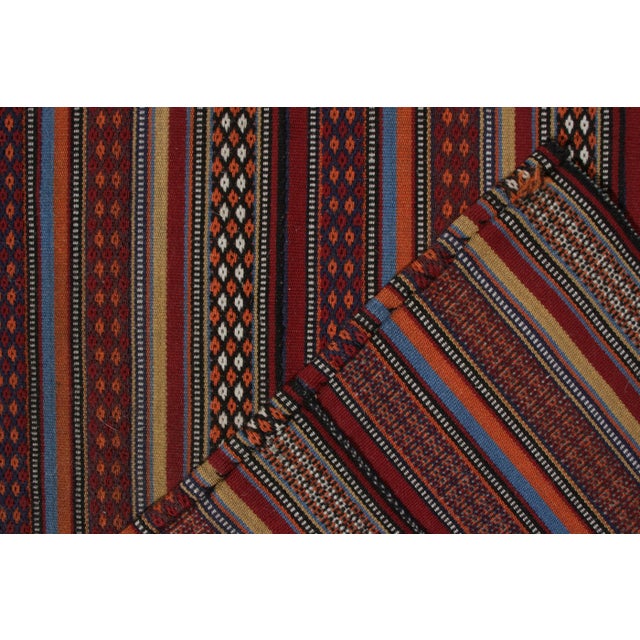 Textile Handwoven Vintage Turkish Jajim Kilim Runner in Red, Multicolor Stripe Pattern For Sale - Image 7 of 7