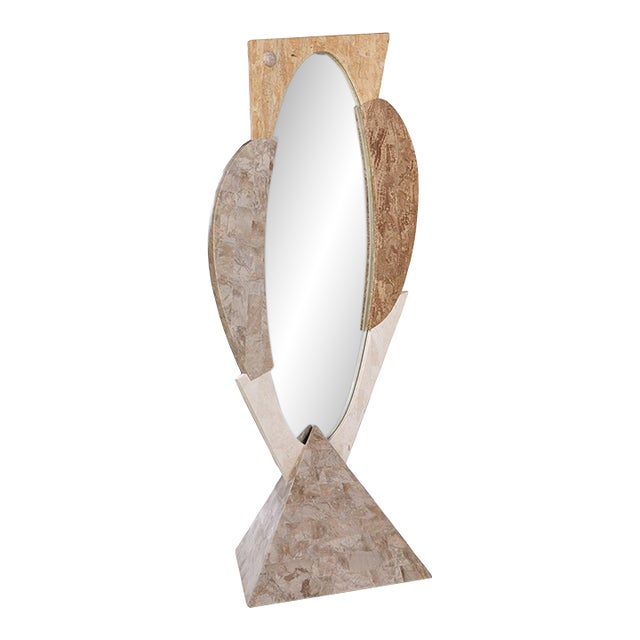 Art Deco Coastal Marquis Collection of Beverly Hills Tessellated Stone Full Length Floor Mirror For Sale