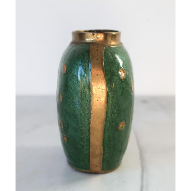 Vintage Solid Brass Cloisonne Nutcracker Soldier Vase For Sale In Milwaukee - Image 6 of 8
