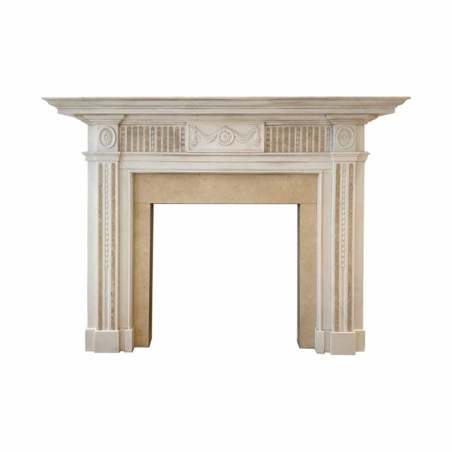 English Carved Statuary Marble Mantel For Sale - Image 9 of 9