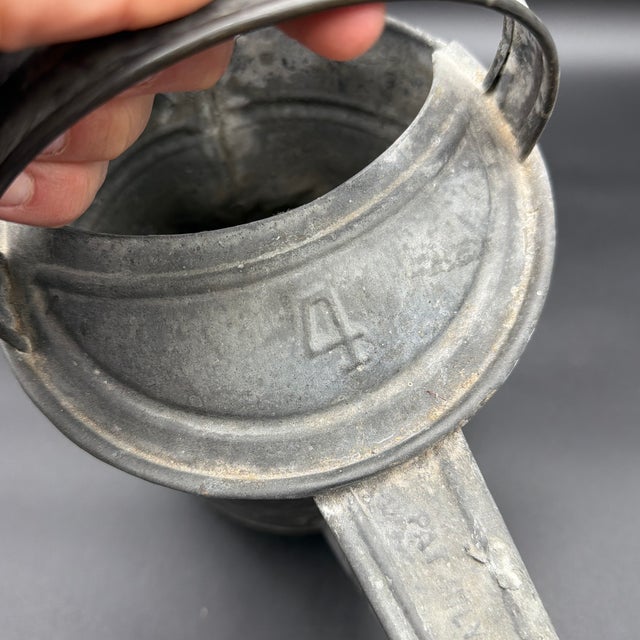 Gray A Superb Vintage Small Sized Galvanised Watering Can, Circa 1920’s For Sale - Image 8 of 12