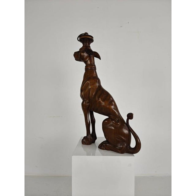 Hand-Carved Wooden Greyhound Statue, 20th Century For Sale - Image 10 of 16