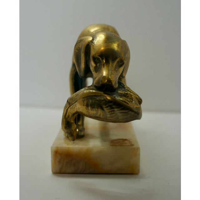 Mid-Century Modern Vintage Mid-Century Brass Hunting Dog on Onyx Marble Base by New Diamond For Sale - Image 3 of 6