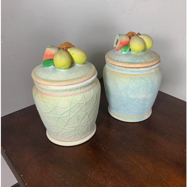 Mid 20th Century Stoneware Fruit Finial Cookie Jars - Set of 2 For Sale - Image 4 of 8