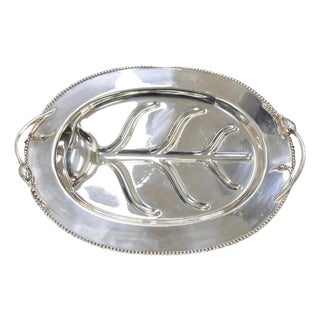 Vintage LBS Co English Art Nouveau Meat Cutlery Silver Plated Serving Platter Tray For Sale