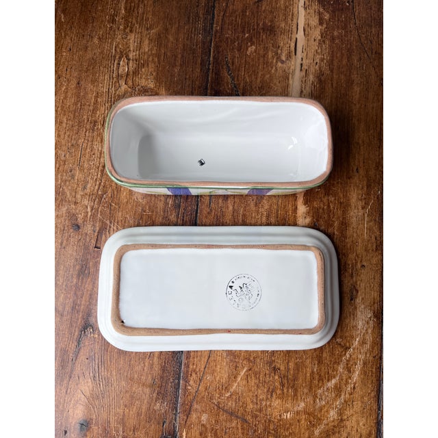 1990s Caleca Leaf Pattern Made in Italy Butter Dish With Lid For Sale - Image 11 of 11