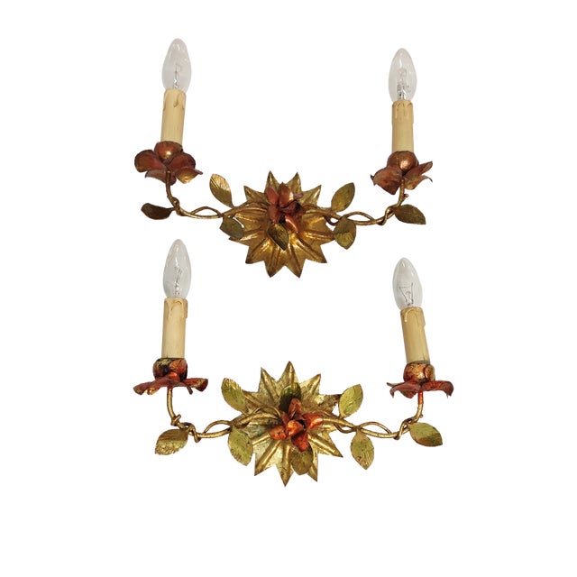 Golden Wrought Iron, Spain, 1940s, Set of 2 For Sale