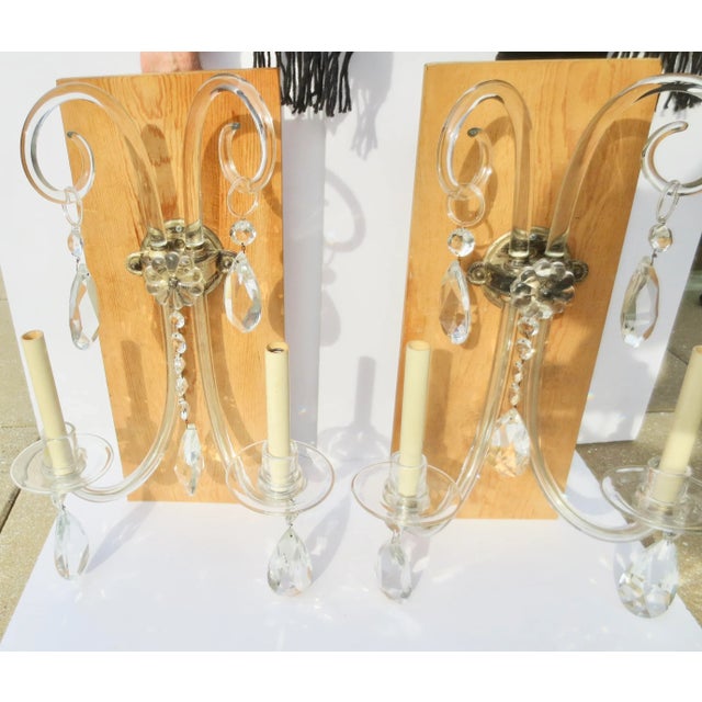 Bronze Antique 20s' Irish Crystal Sconces -A Pair of 2 For Sale - Image 8 of 10