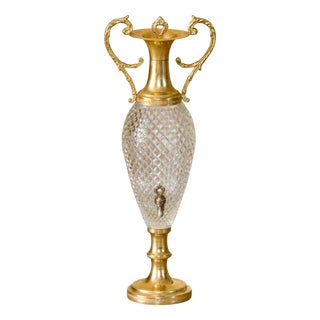 Napoleon III French Water Fountain in Glass and Brass, 1870 For Sale