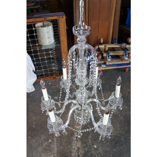 Glass Vintage Maria Theresa European Bohemian Crystal 6 Arm Candlestick Chandelier For Sale - Image 7 of 18