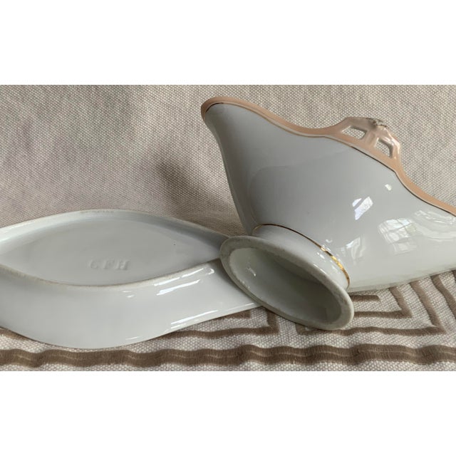 19th Century French Porcelain Sauce Boat With Underliner For Sale - Image 6 of 12