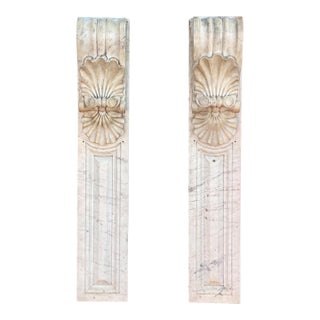 Antique Italian Neo-Classical Carved Marble Architectural Corbels - Pair For Sale