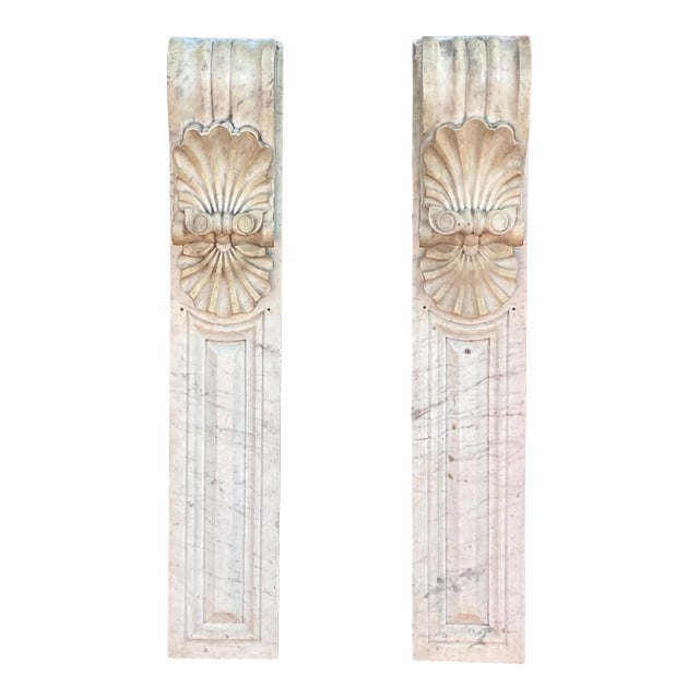 Antique Italian Neo-Classical Carved Marble Architectural Corbels - Pair For Sale
