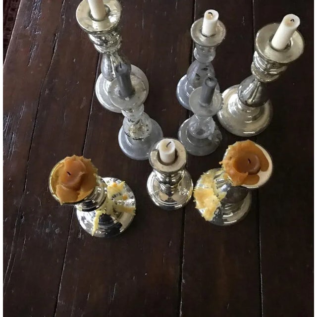 19th Century Mercury Glass Candlesticks, 1875, Set of 5 For Sale - Image 4 of 11