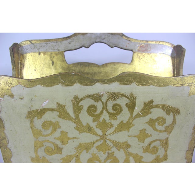 Vintage Italian Florentine Gilded Gilt Wood Magazine Rack Holder For Sale - Image 9 of 12