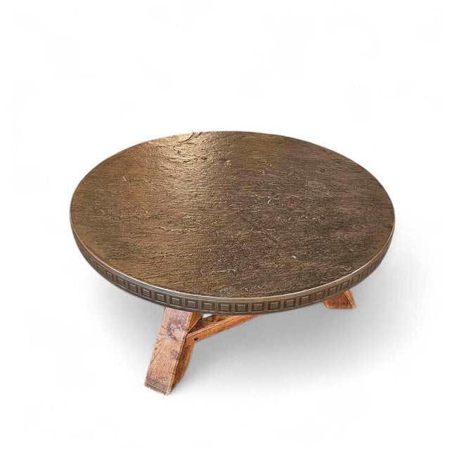 Round Brutalist Coffee Table with Brass Copper Top, 1960s For Sale - Image 13 of 18