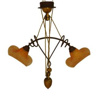 Counterweight Pendant Light in Gold-Plated Metal, 1970s For Sale