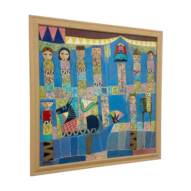 Folk Art Original 1993 "Prana" Ubud Bali Modern Primitive Painting – Vintage Geometric Balinese Folk Art. For Sale - Image 3 of 8