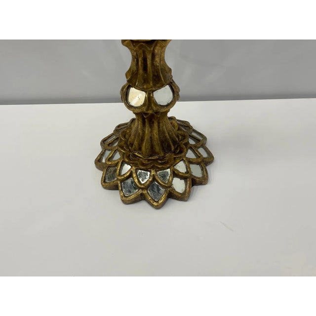 Italian Giltwood Table Lamps With Inset Mirrors -A Pair For Sale In Philadelphia - Image 6 of 12