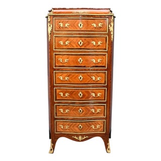 Napoleon III Style Mahogany Secretaire With Marble Top, Mid-19th Century For Sale