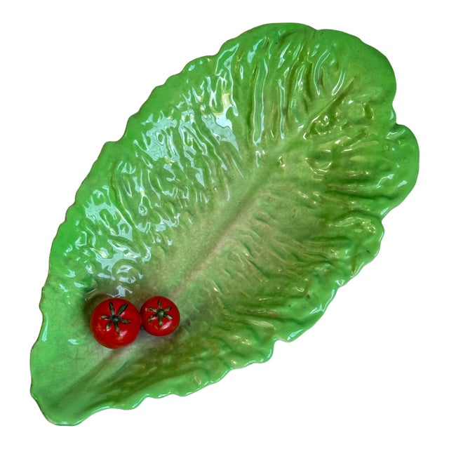 Vintage Carlton Ware Lettuce Leaf Dish With Tomatoes For Sale